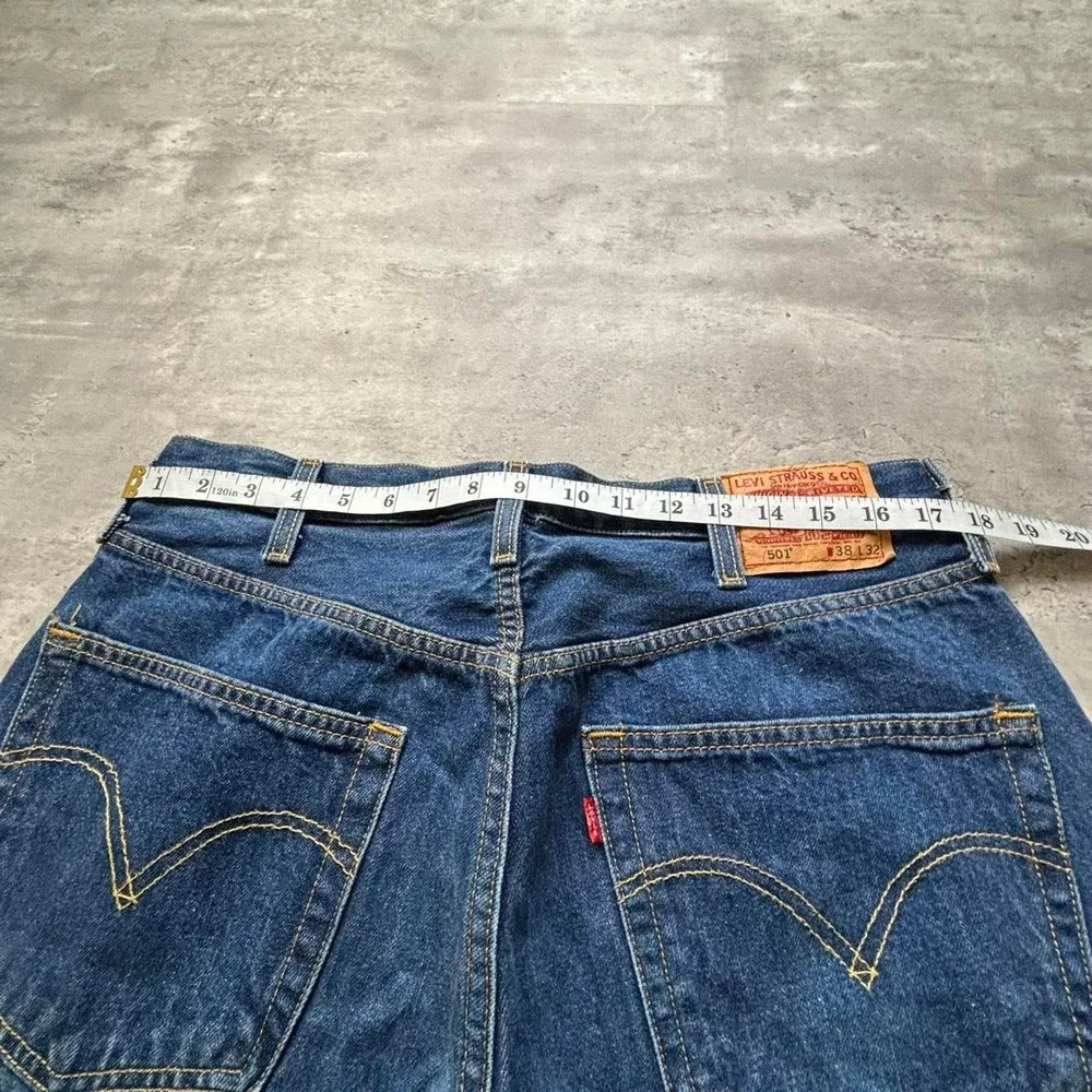 Levis 501 Jeans Mens 36x31 Dark Wash Vintage 90s Baggy Button Fly